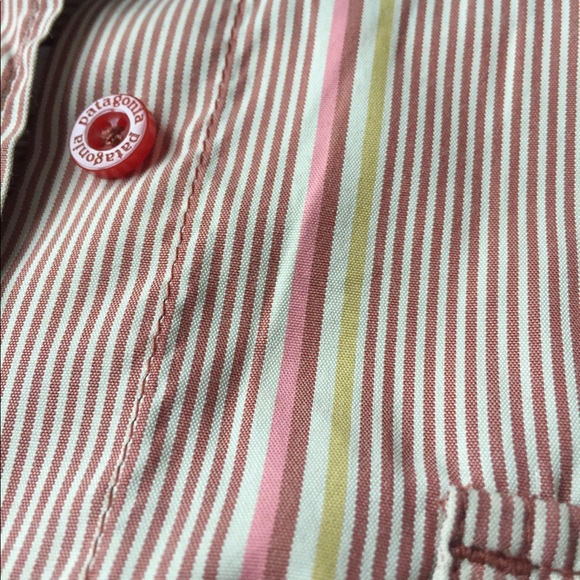 PATAGONIA stripped shirt burgundy pink button up - Picture 7 of 7